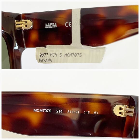MCM Square Tinted Tortoiseshell Sunglasses Acetate 51 21 145 NWT - Picture 6 of 11